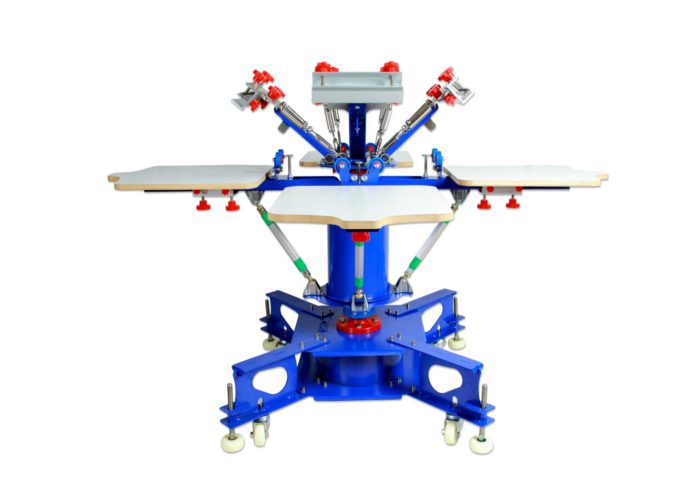 MK-E442L floor type 4 color 4 station screen printing machine | Screen Printing Machine Manufacturer