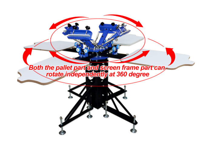 MK-F442B floor type 4 color 4 station double wheel screen printing machine | Screen Printing Machine Manufacturer