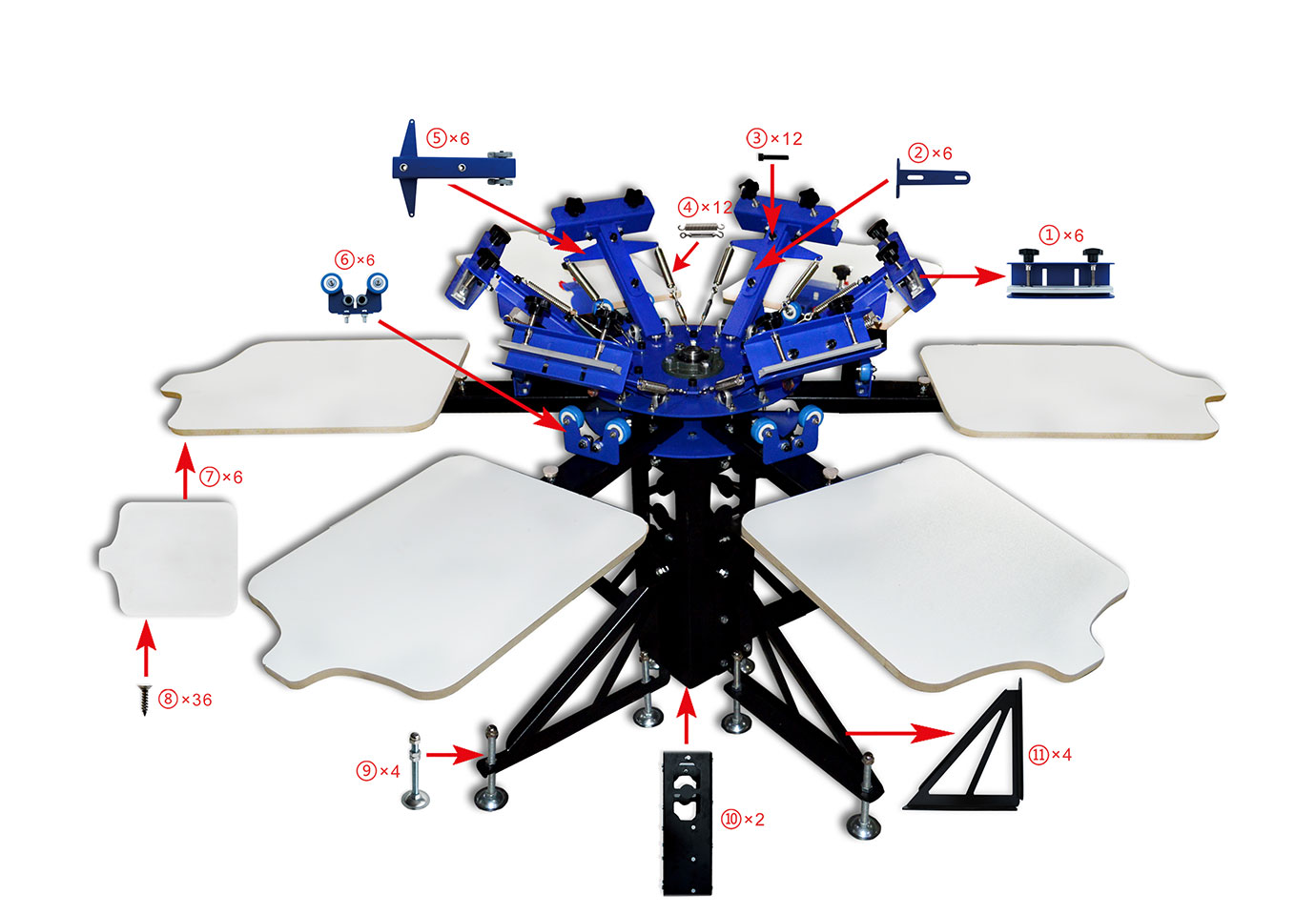 MK-F662B floor type 6 color 6 station double wheel screen printing machine | Screen Printing Machine Manufacturer