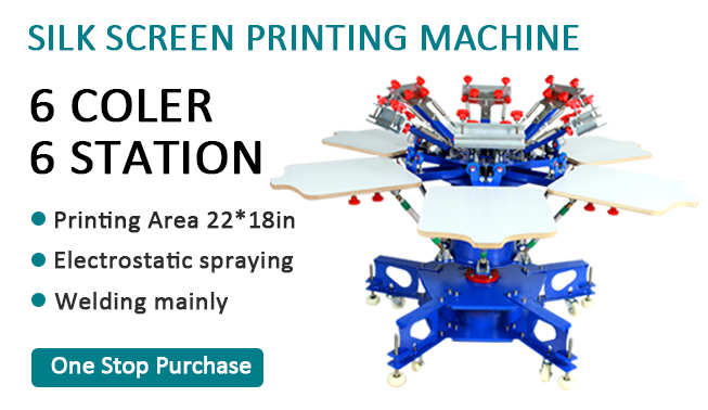 6 color 6 station screen printing machine