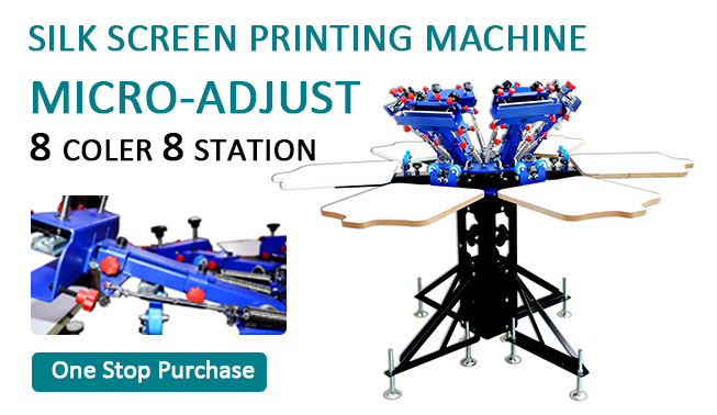 8 color 8 station screen printing machine